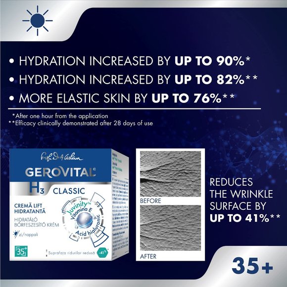 GEROVITAL H3 CLASSIC, Intensive Moisturizing Day Cream With Hyaluronic Acid 35 + - Picture 4 of 6